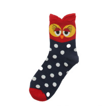 Cartoon Dot Owl Design Purple Fashion Funny Woman Funny Stocking Storking Wholesale Happy Calcetines
